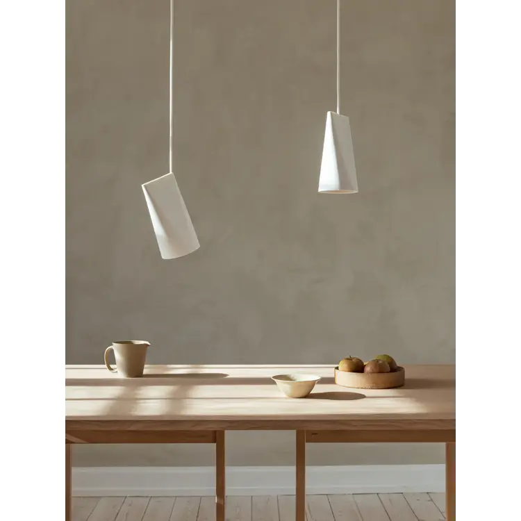 Ceramic Pendant, White, Wide