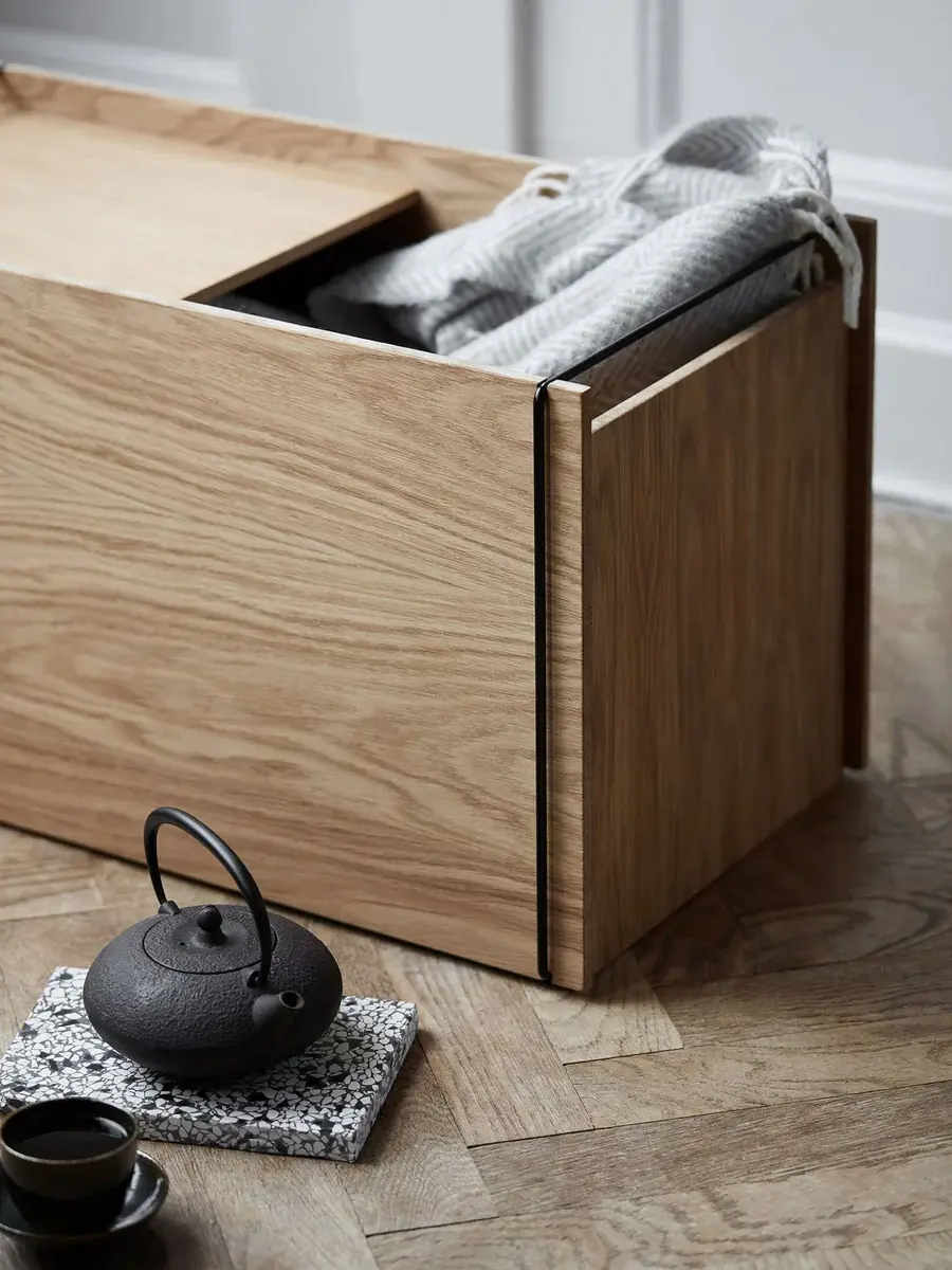 Storage box, Smoked Oak, Black (FSC MIX 100 %)