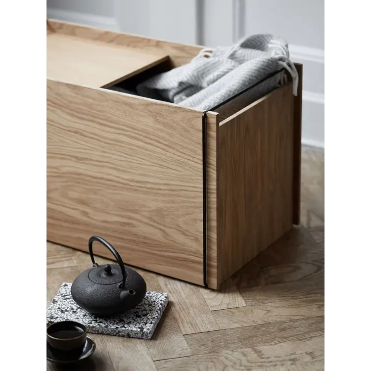 Storage box, Smoked Oak, Black (FSC MIX 100 %)