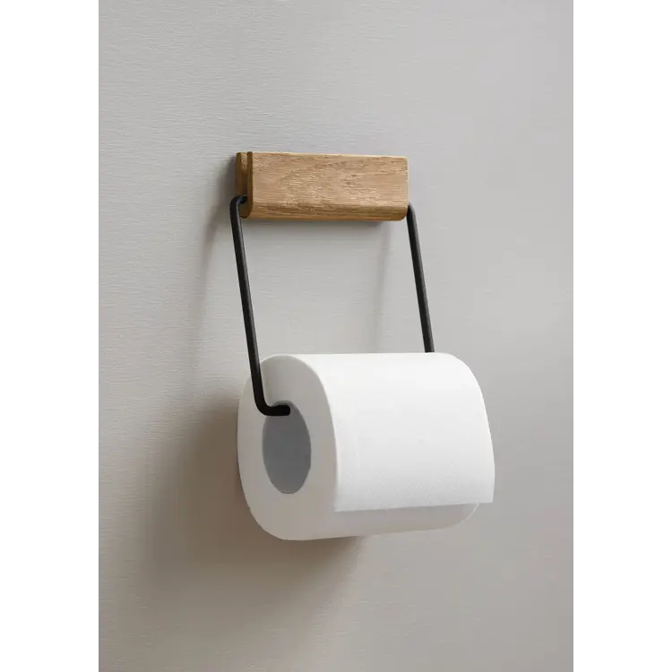 Toilet Roll Holder, Oak/Steel (FSC 100%)