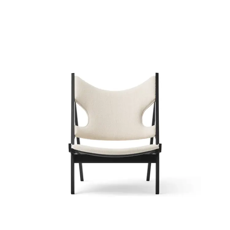 Knitting Lounge Chair, oak solid black, 4-Legs Base , Barnum Boucle 24 white
