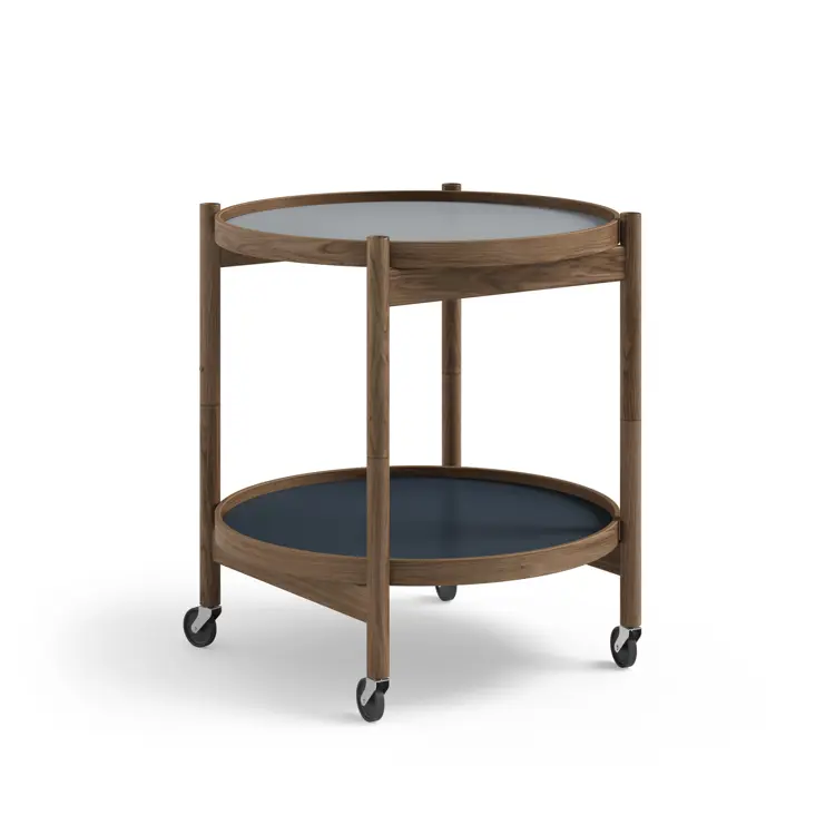 Bølling Tray Table Model 50, Walnut, Oil, Water / Blue, Dark Blue