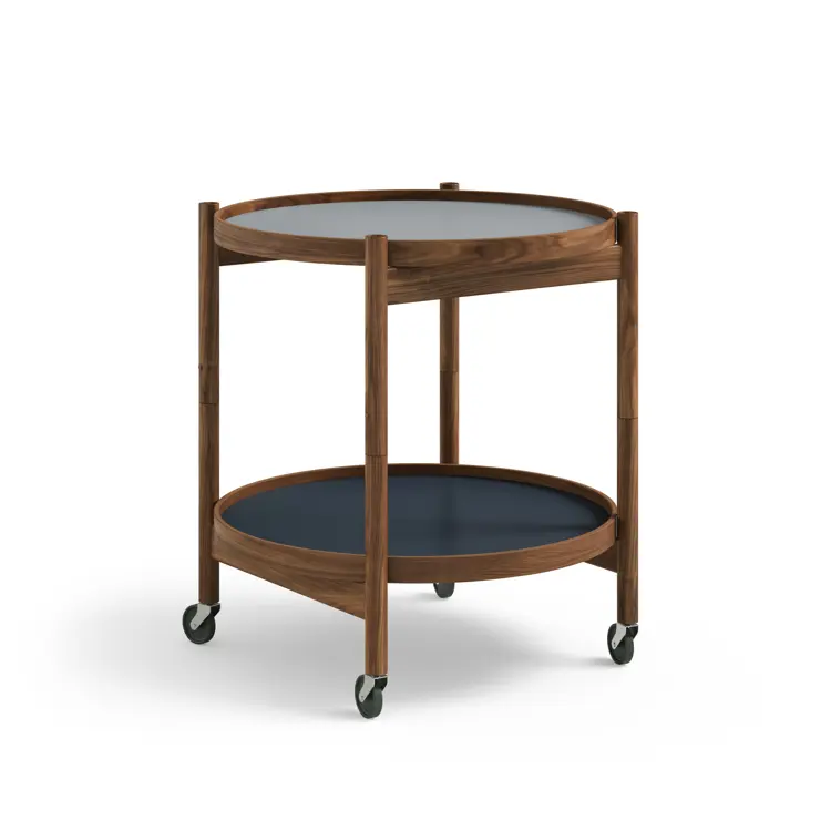 Bølling Tray Table Model 50, Walnut, Oil, Water / Blue, Dark Blue