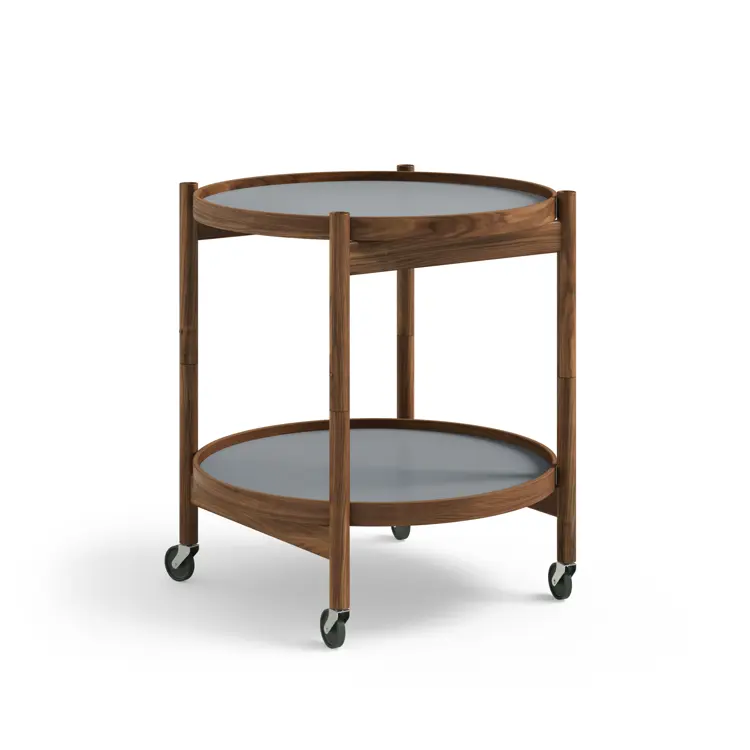 Bølling Tray Table Model 50, Walnut, Oil, Water / Blue, Dark Blue