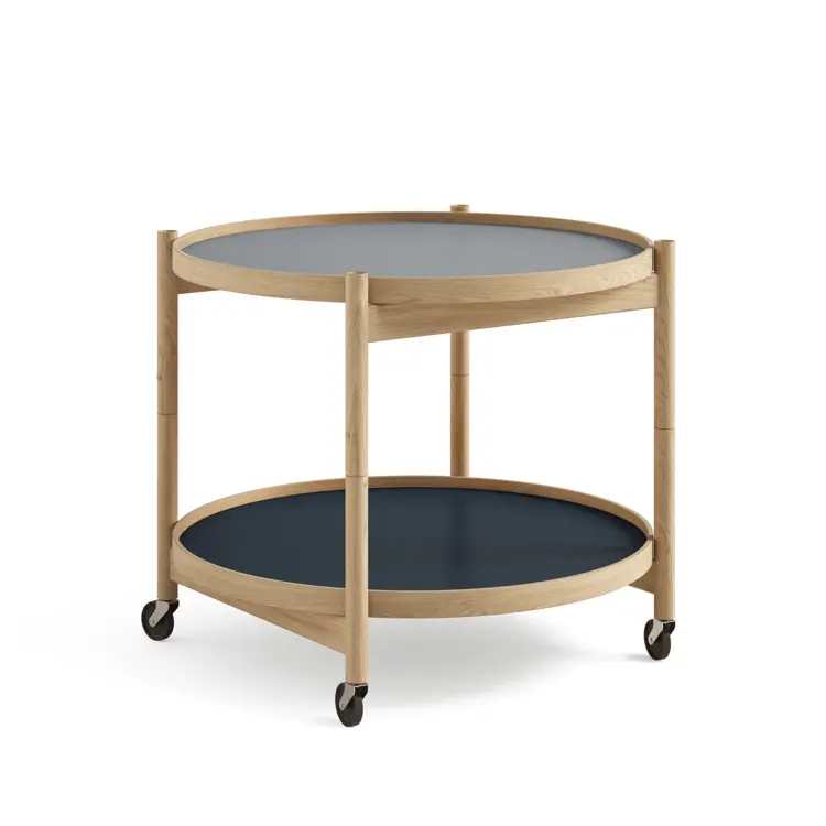 Bølling Tray Table Model 60, Walnut, Oil, Water / Blue, Dark Blue