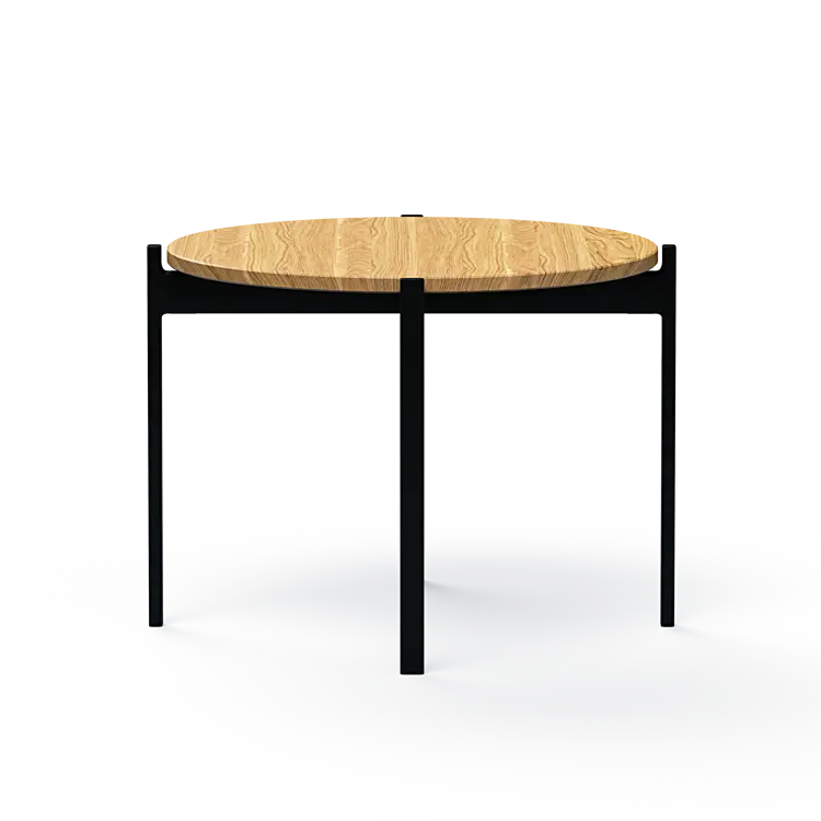 Ashler Couchtisch mit Holzplatte, Ø60