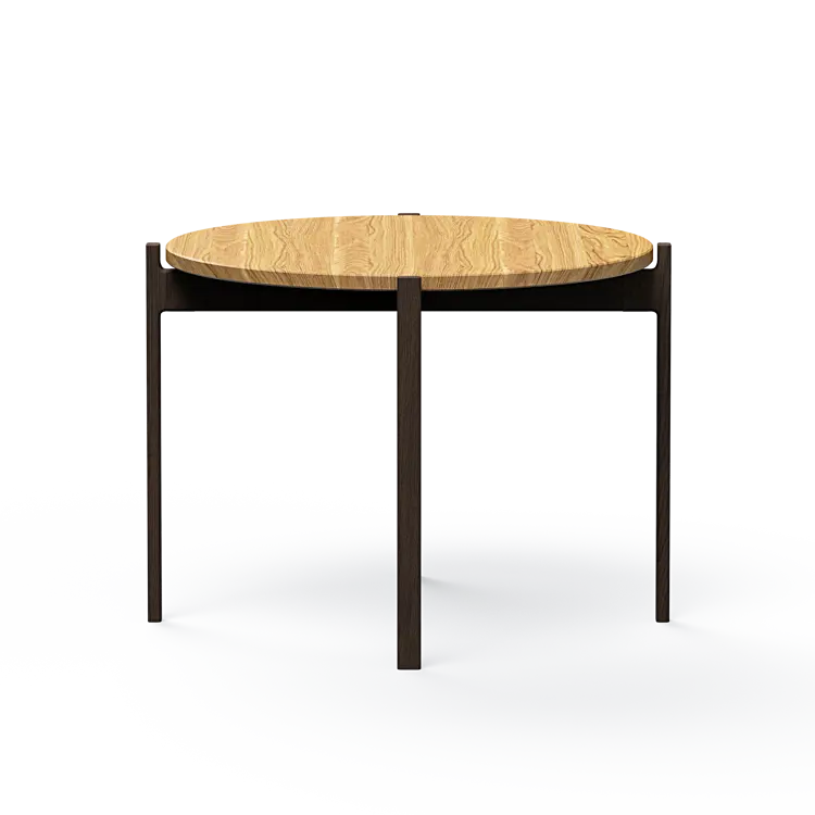 Ashler Couchtisch mit Holzplatte, Ø60