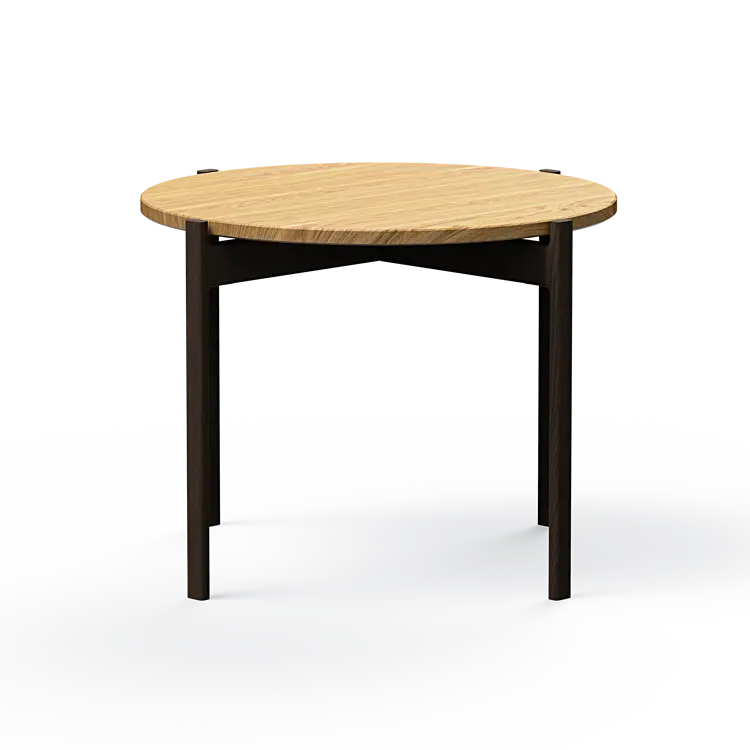 Ashler Couchtisch mit Holzplatte, Ø60