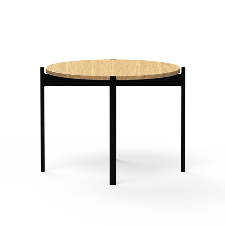 Ashler Couchtisch mit Holzplatte, Ø60