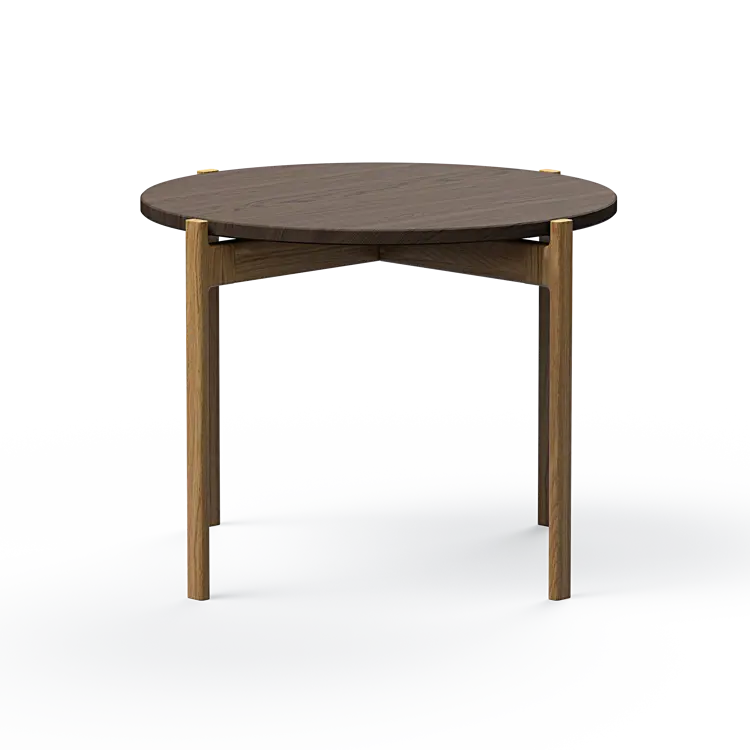 Ashler Couchtisch mit Holzplatte, Ø60