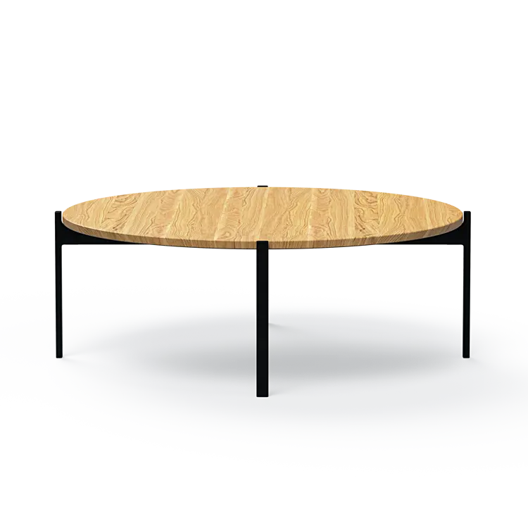 Ashler Couchtisch mit Holzplatte, Ø100