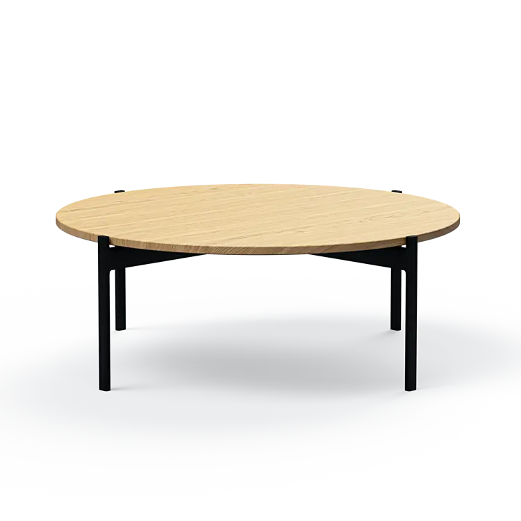 Ashler Couchtisch mit Holzplatte, Ø100