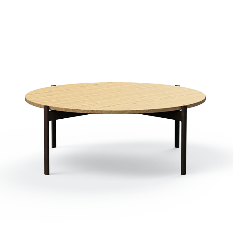 Ashler Couchtisch mit Holzplatte, Ø100