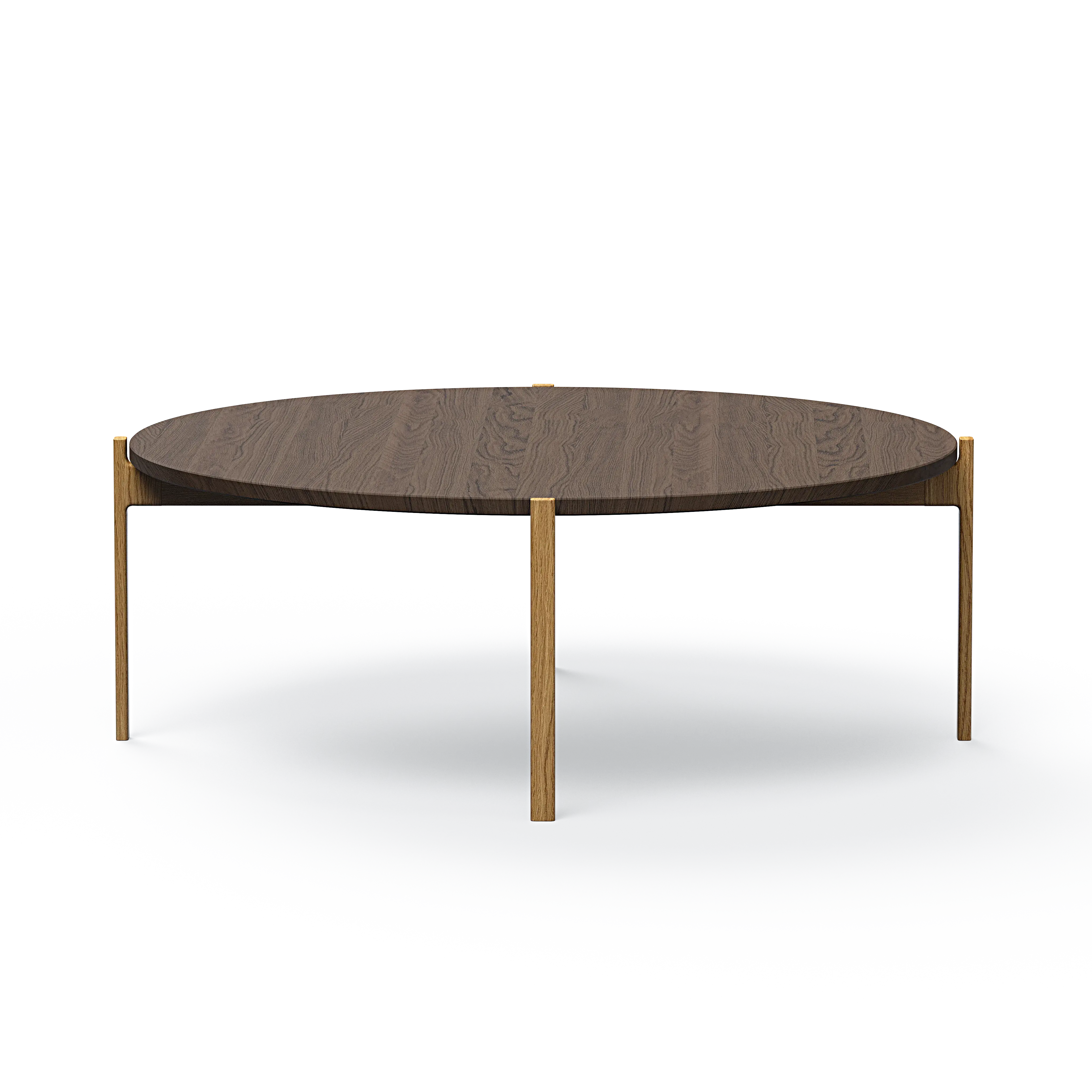 Ashler Couchtisch mit Holzplatte, Ø100