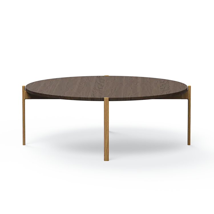 Ashler Couchtisch mit Holzplatte, Ø100