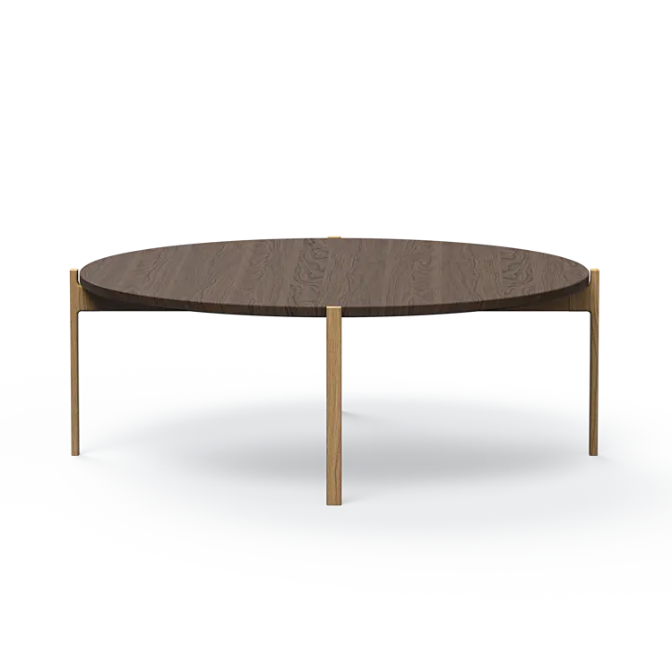 Ashler Couchtisch mit Holzplatte, Ø100