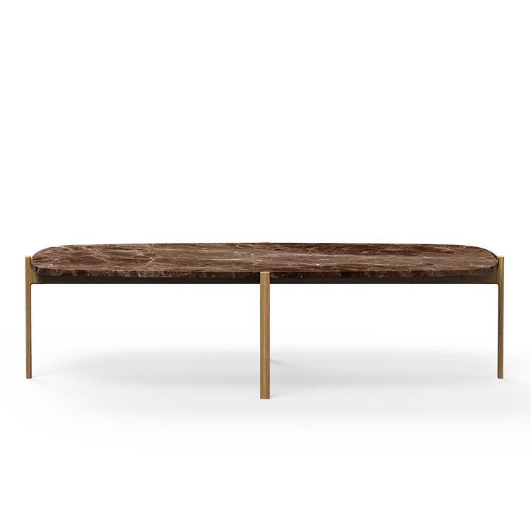 Ashler Couchtisch mit Steinplatte, Bootsförmig