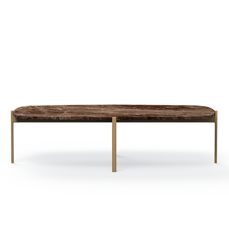 Ashler Couchtisch mit Steinplatte, Bootsförmig