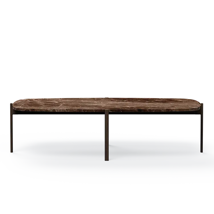 Ashler Couchtisch mit Steinplatte, Bootsförmig