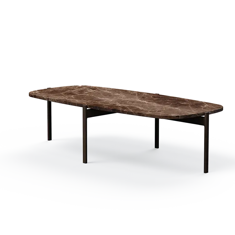 Ashler Couchtisch mit Steinplatte, Bootsförmig