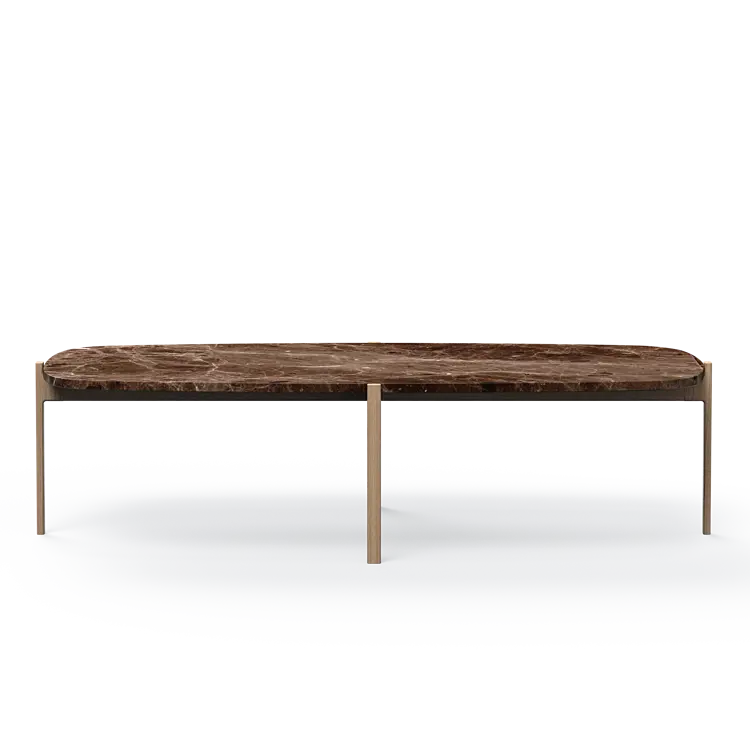 Ashler Couchtisch mit Steinplatte, Bootsförmig