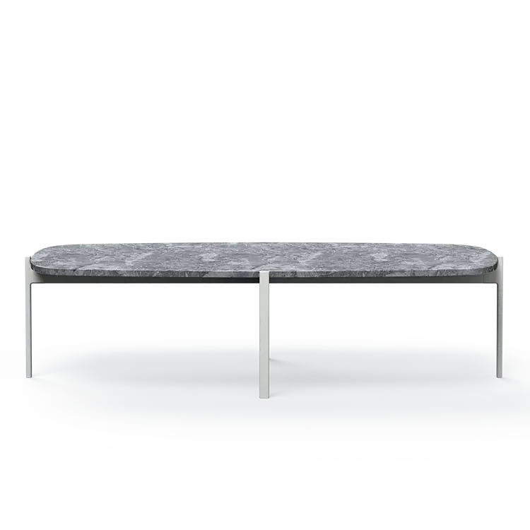 Ashler Couchtisch mit Steinplatte, Bootsförmig