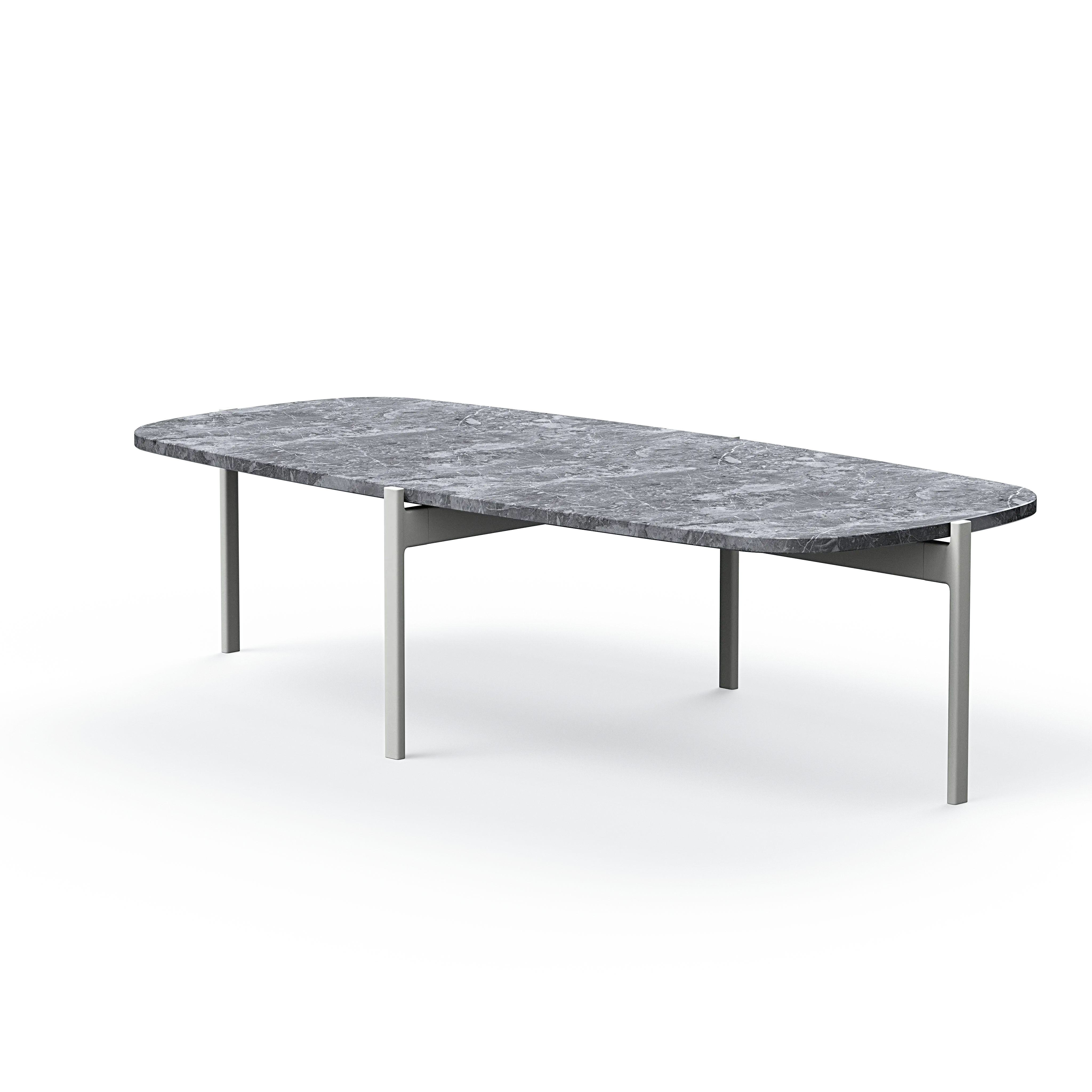 Ashler Couchtisch mit Steinplatte, Bootsförmig