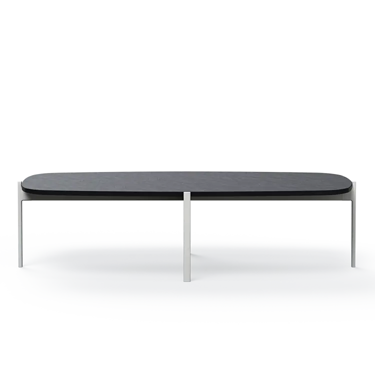 Ashler Couchtisch mit Steinplatte, Bootsförmig