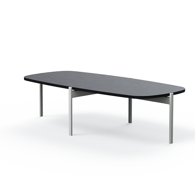 Ashler Couchtisch mit Steinplatte, Bootsförmig