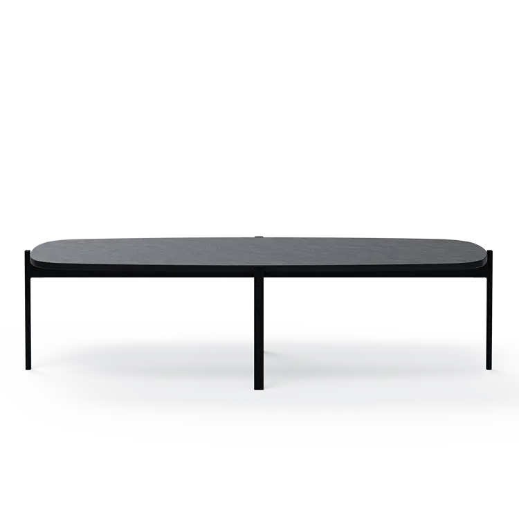 Ashler Couchtisch mit Steinplatte, Bootsförmig