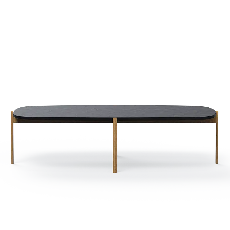 Ashler Couchtisch mit Steinplatte, Bootsförmig