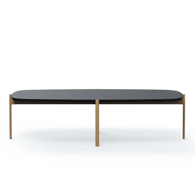 Ashler Couchtisch mit Steinplatte, Bootsförmig