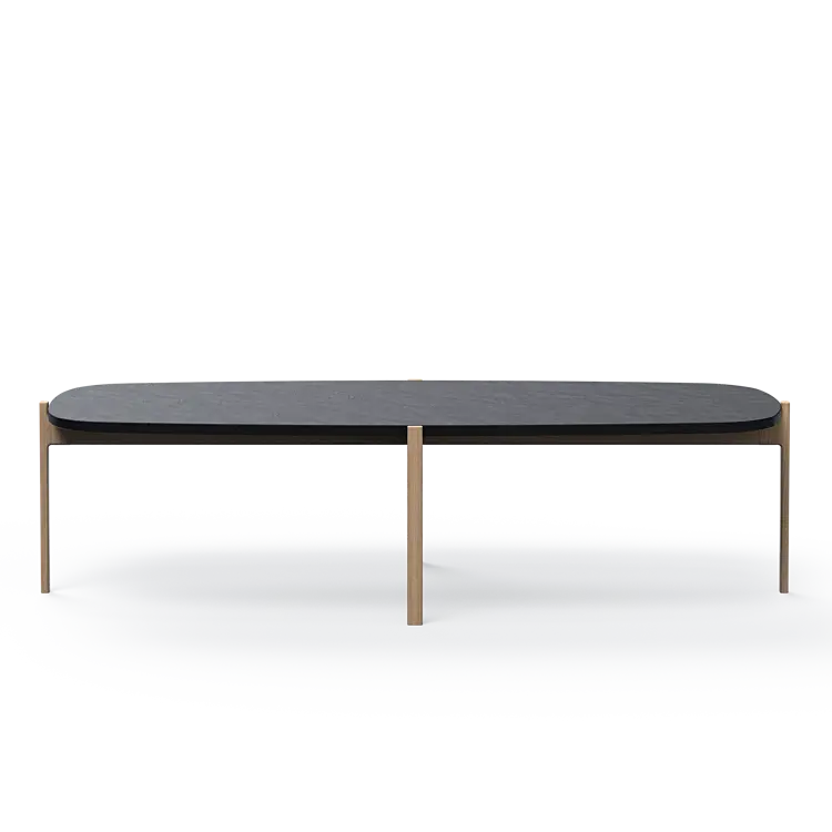 Ashler Couchtisch mit Steinplatte, Bootsförmig