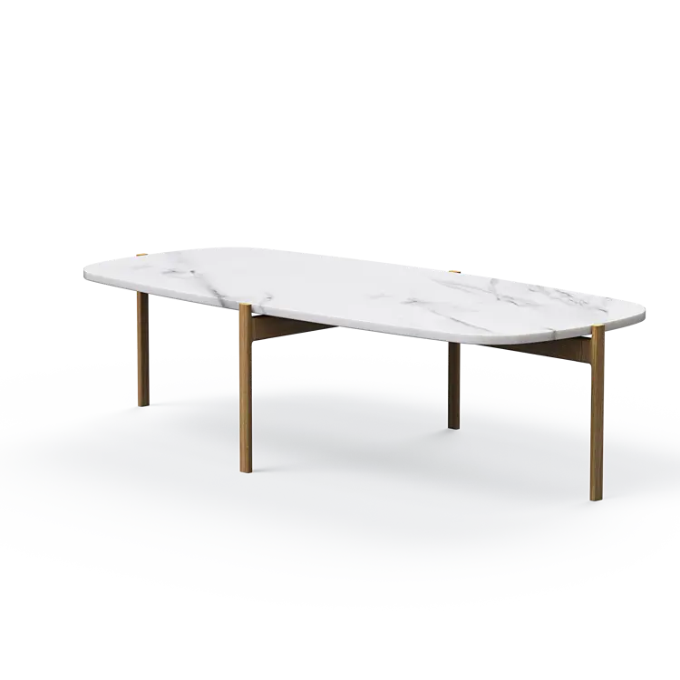 Ashler Couchtisch mit Steinplatte, Bootsförmig