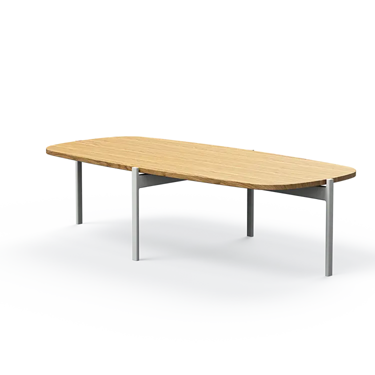 Ashler Couchtisch mit Holzplatte, Bootsförmig