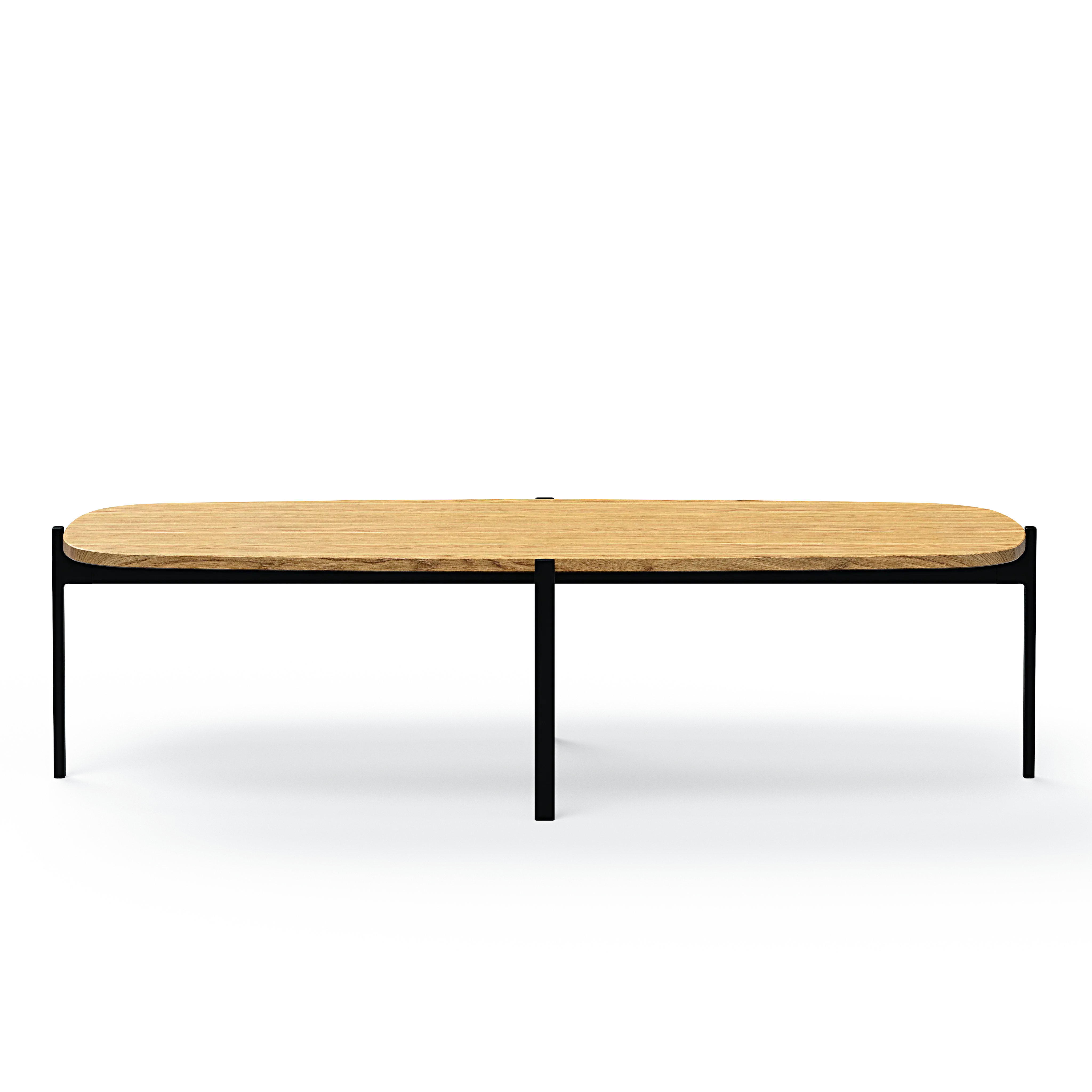 Ashler Couchtisch mit Holzplatte, Bootsförmig