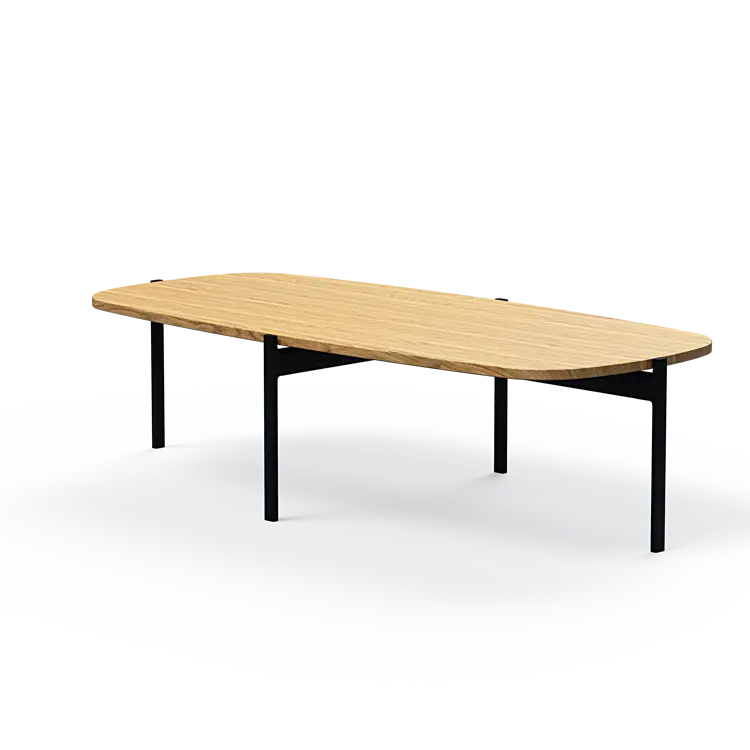 Ashler Couchtisch mit Holzplatte, Bootsförmig