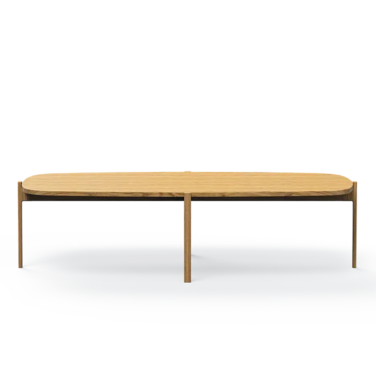 Ashler Couchtisch mit Holzplatte, Bootsförmig