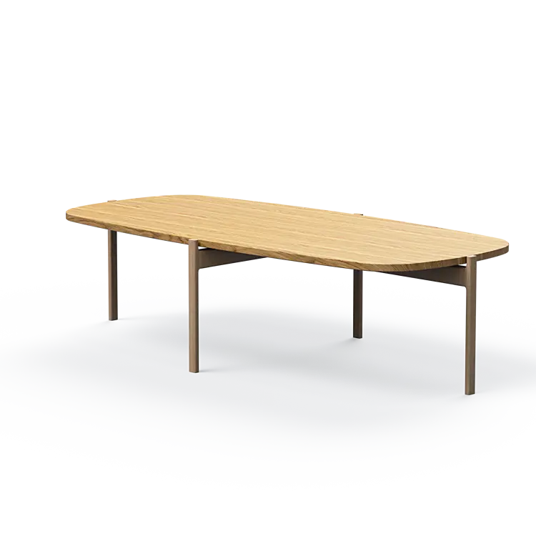 Ashler Couchtisch mit Holzplatte, Bootsförmig