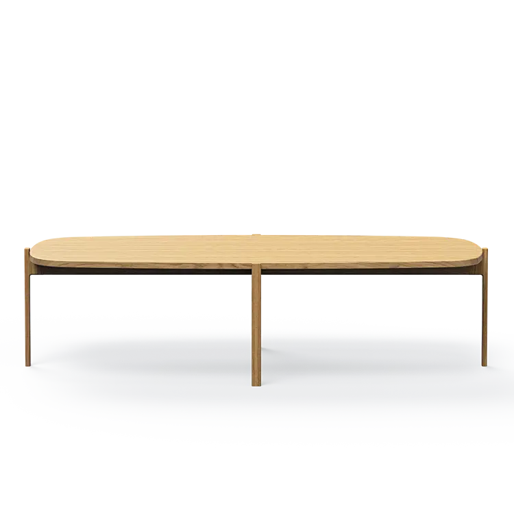 Ashler Couchtisch mit Holzplatte, Bootsförmig