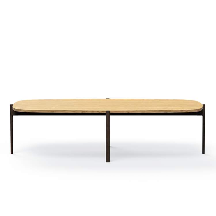 Ashler Couchtisch mit Holzplatte, Bootsförmig