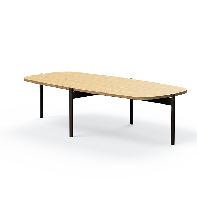 Ashler Couchtisch mit Holzplatte, Bootsförmig