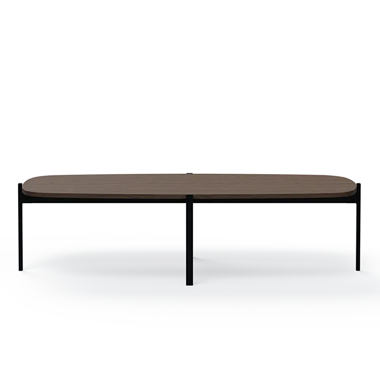 Ashler Couchtisch mit Holzplatte, Bootsförmig