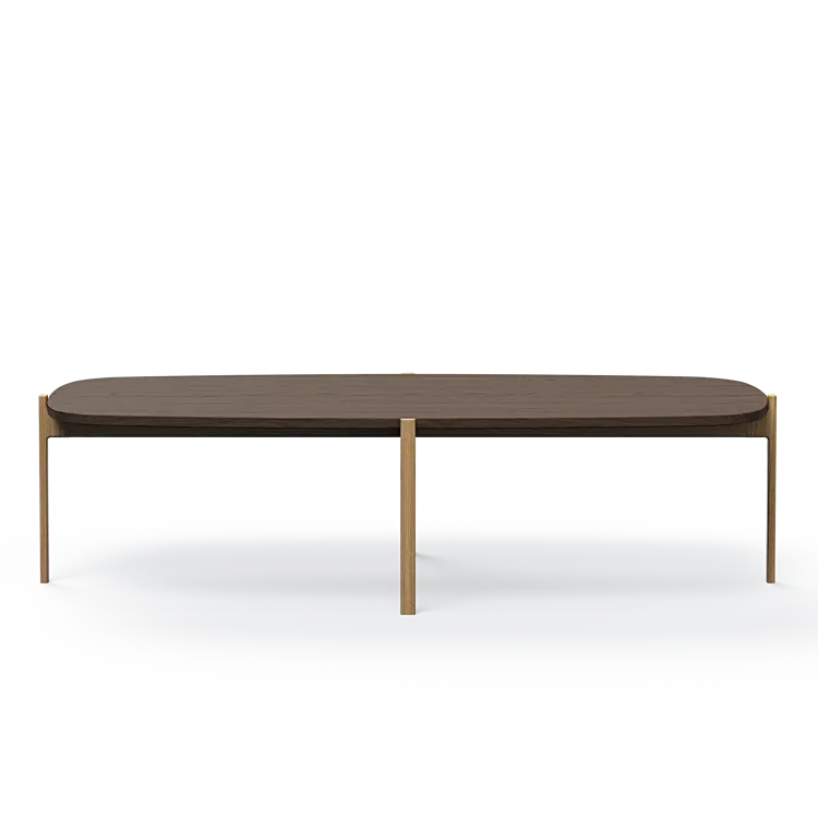 Ashler Couchtisch mit Holzplatte, Bootsförmig