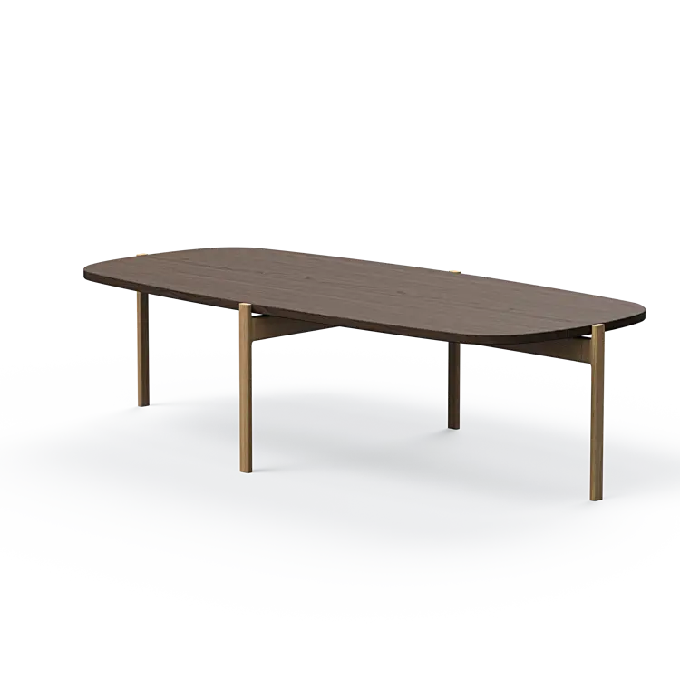 Ashler Couchtisch mit Holzplatte, Bootsförmig