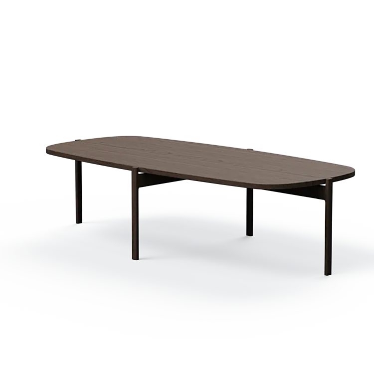 Ashler Couchtisch mit Holzplatte, Bootsförmig