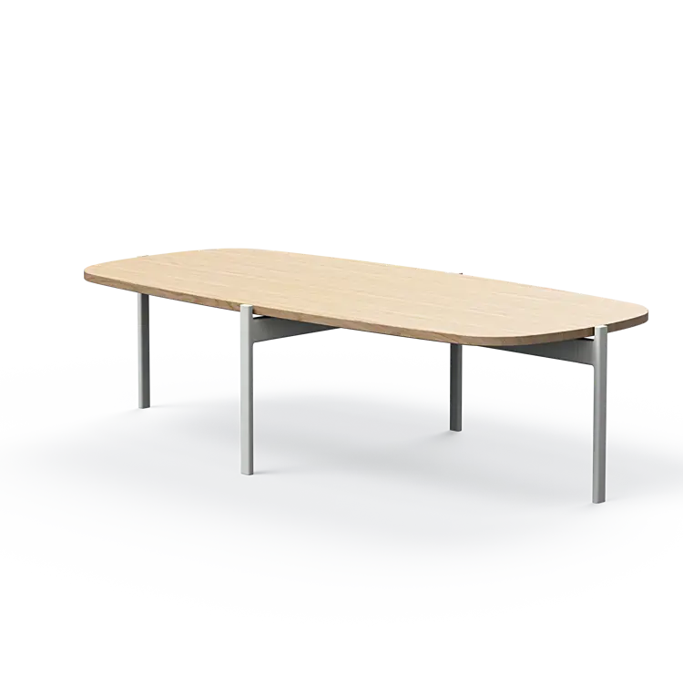 Ashler Couchtisch mit Holzplatte, Bootsförmig